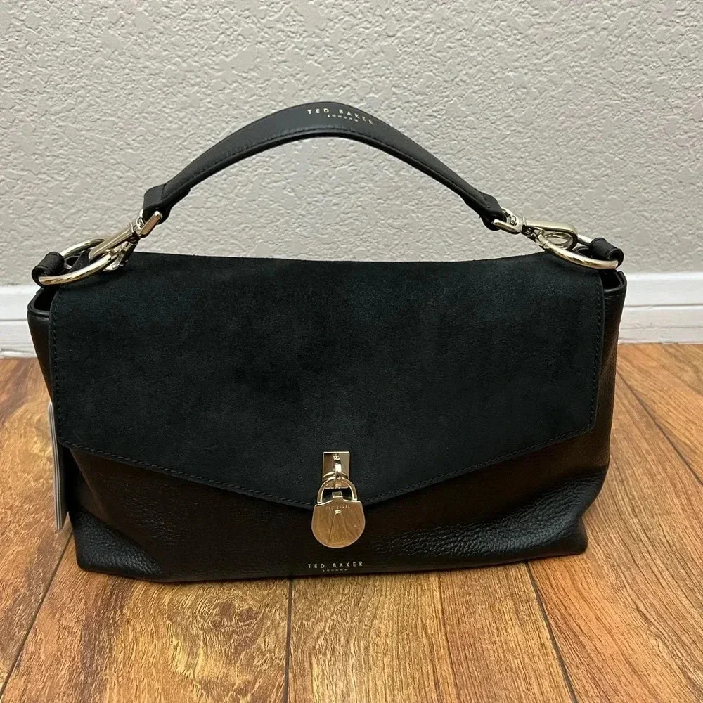 Ted Baker London Black Suede and Leather Hobo Bag